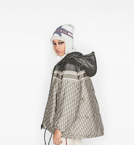 Reversible Long Down Jacket • Gray Dior Oblique Quilted Technical Taffeta