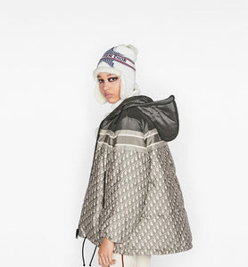 Reversible Long Down Jacket • Gray Dior Oblique Quilted Technical Taffeta