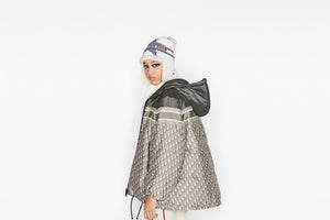 Reversible Long Down Jacket • Gray Dior Oblique Quilted Technical Taffeta