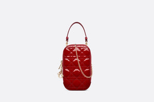 Lady Dior Phone Holder • Cherry Red Patent Cannage Calfskin