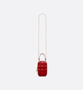 Lady Dior Phone Holder • Cherry Red Patent Cannage Calfskin