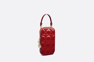 Lady Dior Phone Holder • Cherry Red Patent Cannage Calfskin