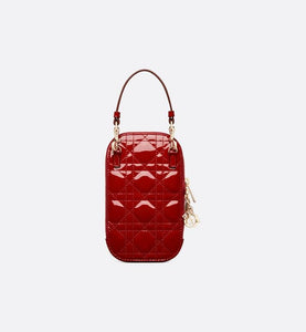 Lady Dior Phone Holder • Cherry Red Patent Cannage Calfskin