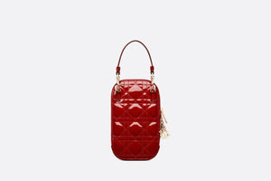 Lady Dior Phone Holder • Cherry Red Patent Cannage Calfskin