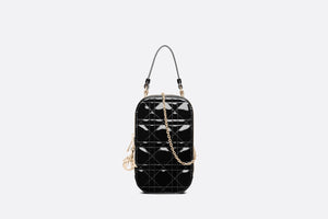 Lady Dior Phone Holder • Black Patent Cannage Calfskin
