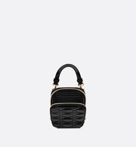 Lady Dior Phone Holder • Black Patent Cannage Calfskin