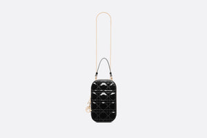 Lady Dior Phone Holder • Black Patent Cannage Calfskin