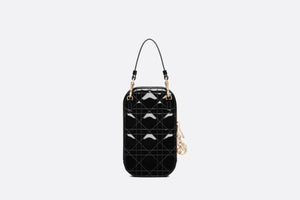 Lady Dior Phone Holder • Black Patent Cannage Calfskin