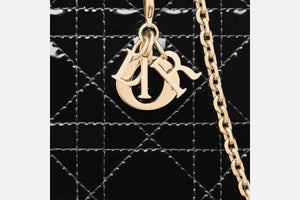 Lady Dior Phone Holder • Black Patent Cannage Calfskin