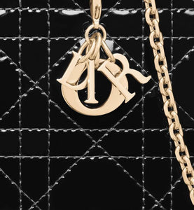 Lady Dior Phone Holder • Black Patent Cannage Calfskin