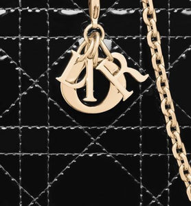 Lady Dior Phone Holder • Black Patent Cannage Calfskin
