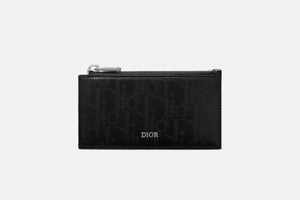 Zipped Card Holder • Black Dior Oblique Galaxy Leather