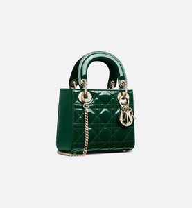 Mini Lady Dior Bag • Pine Green Patent Cannage Calfskin