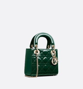 Mini Lady Dior Bag • Pine Green Patent Cannage Calfskin