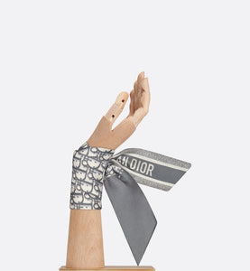Dior Oblique Mitzah Scarf • Gray Silk Twill