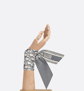 Dior Oblique Mitzah Scarf • Gray Silk Twill
