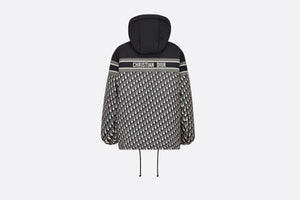 Reversible Long Down Jacket • Blue and Ecru Dior Oblique Quilted Technical Taffeta