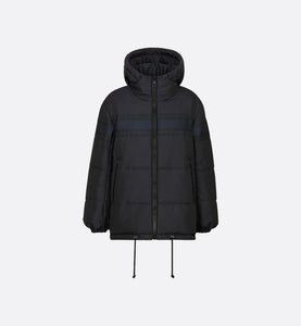 Reversible Long Down Jacket • Blue and Ecru Dior Oblique Quilted Technical Taffeta