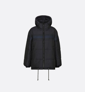 Reversible Long Down Jacket • Blue and Ecru Dior Oblique Quilted Technical Taffeta