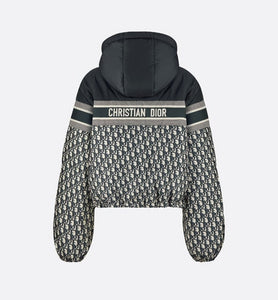 Reversible Cropped Down Jacket • Blue and Ecru Dior Oblique Quilted Technical Taffeta
