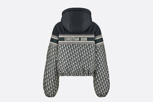 Reversible Cropped Down Jacket • Blue and Ecru Dior Oblique Quilted Technical Taffeta