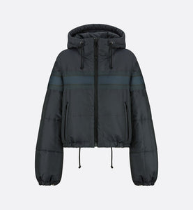 Reversible Cropped Down Jacket • Blue and Ecru Dior Oblique Quilted Technical Taffeta