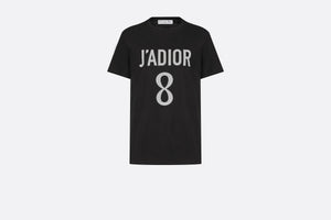 'J'ADIOR 8' T-Shirt • Black Cotton Jersey and Linen