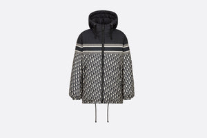 Reversible Long Down Jacket • Blue and Ecru Dior Oblique Quilted Technical Taffeta