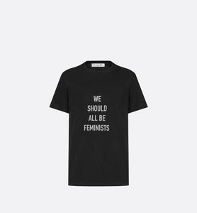 'WE SHOULD ALL BE FEMINISTS' T-Shirt • Black Cotton Jersey and Linen