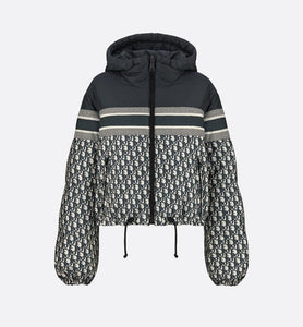 Reversible Cropped Down Jacket • Blue and Ecru Dior Oblique Quilted Technical Taffeta