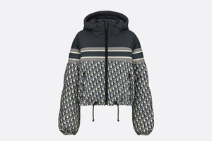 Reversible Cropped Down Jacket • Blue and Ecru Dior Oblique Quilted Technical Taffeta