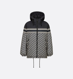 Reversible Long Down Jacket • Blue and Ecru Dior Oblique Quilted Technical Taffeta