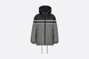 Reversible Long Down Jacket • Blue and Ecru Dior Oblique Quilted Technical Taffeta
