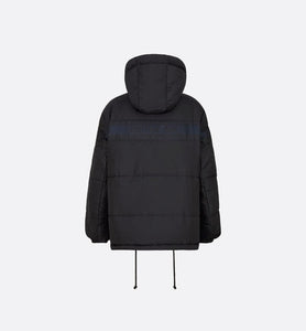 Reversible Long Down Jacket • Blue and Ecru Dior Oblique Quilted Technical Taffeta