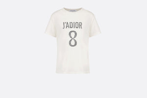 'J'ADIOR 8' T-Shirt • White Cotton Jersey and Linen