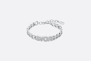 Dior Italic Chain Link Bracelet • Silver-Finish Brass and White Crystals