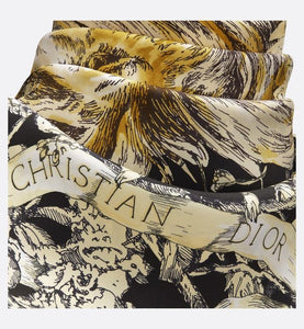 La Force Square Scarf • Black Silk Twill