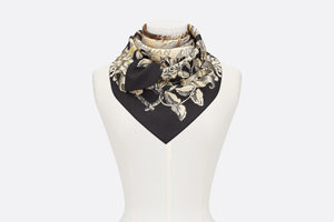 La Force Square Scarf • Black Silk Twill
