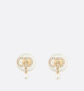 Dior Tribales Earrings • Gold-Finish Metal with White Resin Pearls and White Crystals