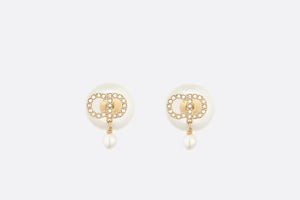 Dior Tribales Earrings • Gold-Finish Metal with White Resin Pearls and White Crystals