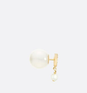 Dior Tribales Earrings • Gold-Finish Metal with White Resin Pearls and White Crystals