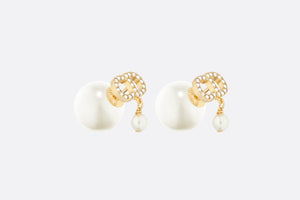 Dior Tribales Earrings • Gold-Finish Metal with White Resin Pearls and White Crystals