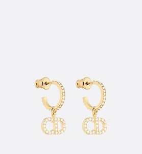 Clair D Lune Earrings • Gold-Finish Metal and White Crystals