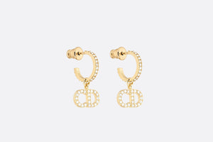 Clair D Lune Earrings • Gold-Finish Metal and White Crystals