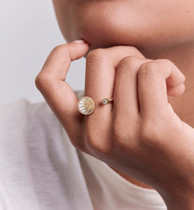 Rose Céleste Ring • Yellow Gold, Diamonds and Mother-of-Pearl