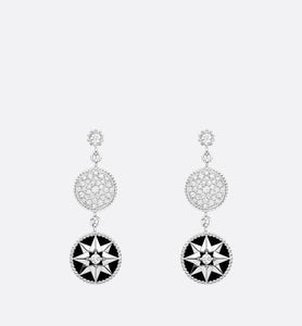 Rose Des Vents Earrings • 18K White Gold, Diamonds and Onyx