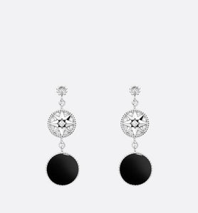 Rose Des Vents Earrings • 18K White Gold, Diamonds and Onyx