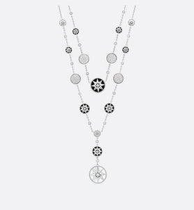Rose Des Vents Long Necklace  • 18K White Gold, Diamonds, Mother-of-Pearl and Onyx