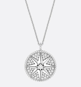 Large Rose Des Vents Pavé Medallion • 18K White Gold and Diamonds