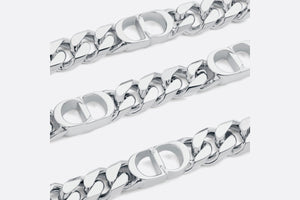 CD Icon Thin Chain Link Necklace • Silver-Finish Brass